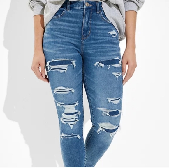 ⚘️Nwot AMERICAN EAGLE Dream Patched Curvy High-Waisted Jegging 18 - Picture 6 of 8